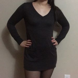 H&M Brown Knit Tunic Dress Long Sleeve w/ Pockets